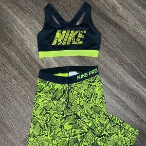 Lime Green Nike Pro Snakeskin Legging Set